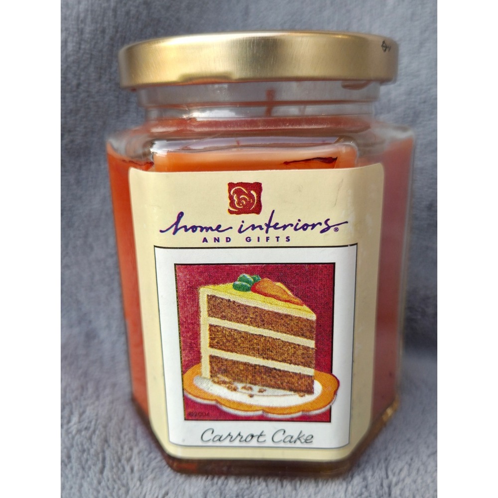 Home Interiors Carrot Cake Scented Jar Candle 7.5oz Orange Glass Vintage Decor
